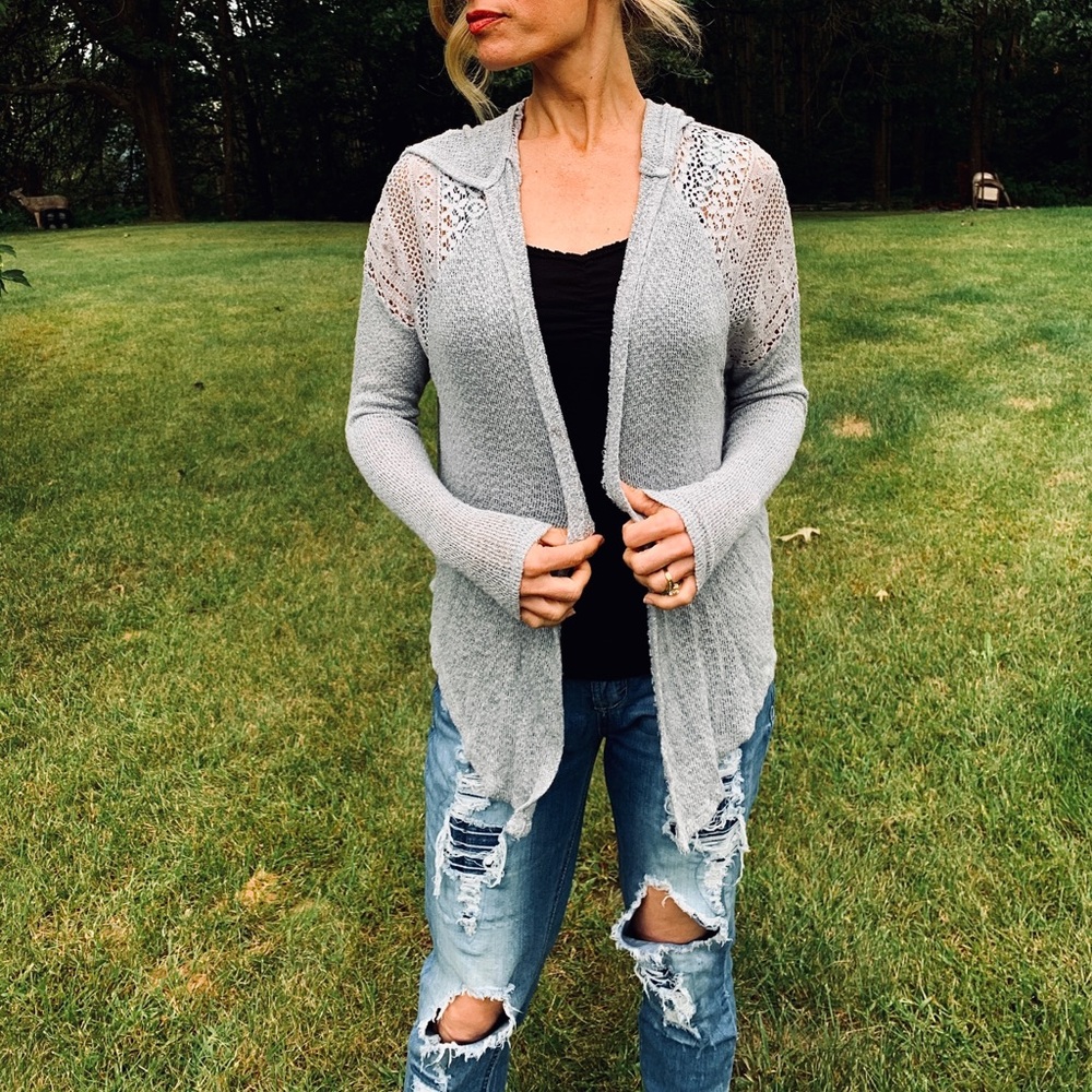 Gray cardigan hoodie